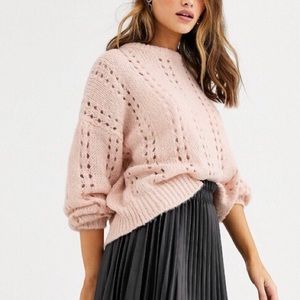 Soft pink eyelet balloon sleeve sweater from Vila